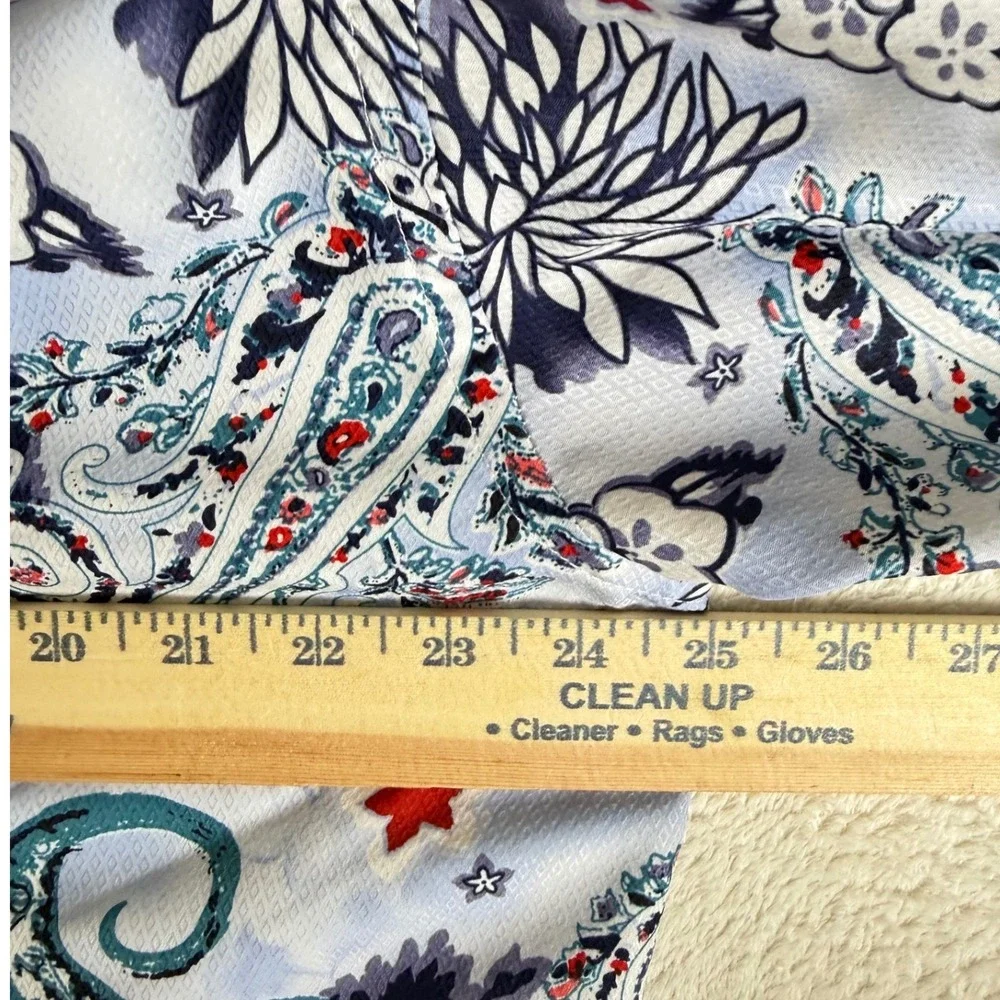 Daniel Ellissa Button Down Shirt Mens‎ XL Blue Paisley Floral cuffed Long Sleeve